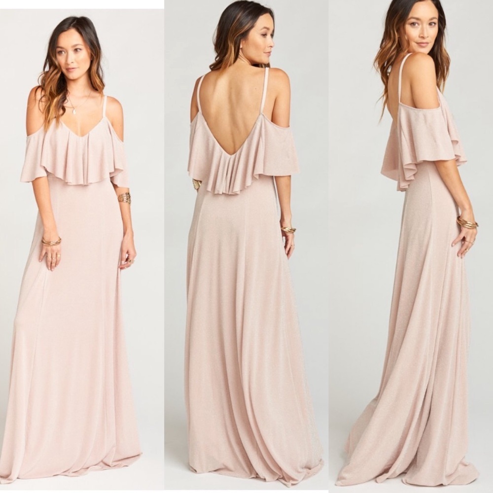 Show Me Your Mumu Renee Ruffle Maxi Dress in Dancing Queen Shine Blush